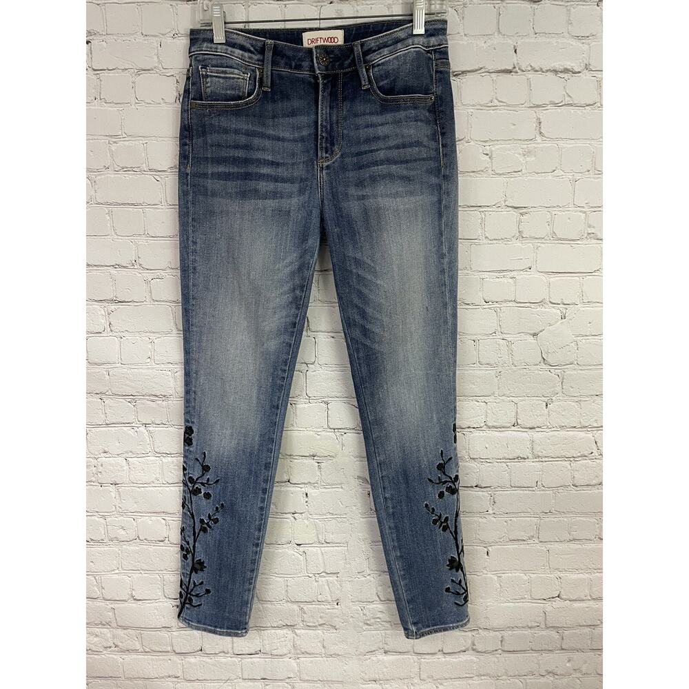 DRIFTWOOD Women's Jackie Embroidered Skinny Jeans Floral Sz 27 29x28 - Picture 1 of 10